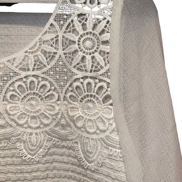 Flying Tomato Mini Dress Size M Cream Sheer Bell Sleeve - Picture 4 of 11